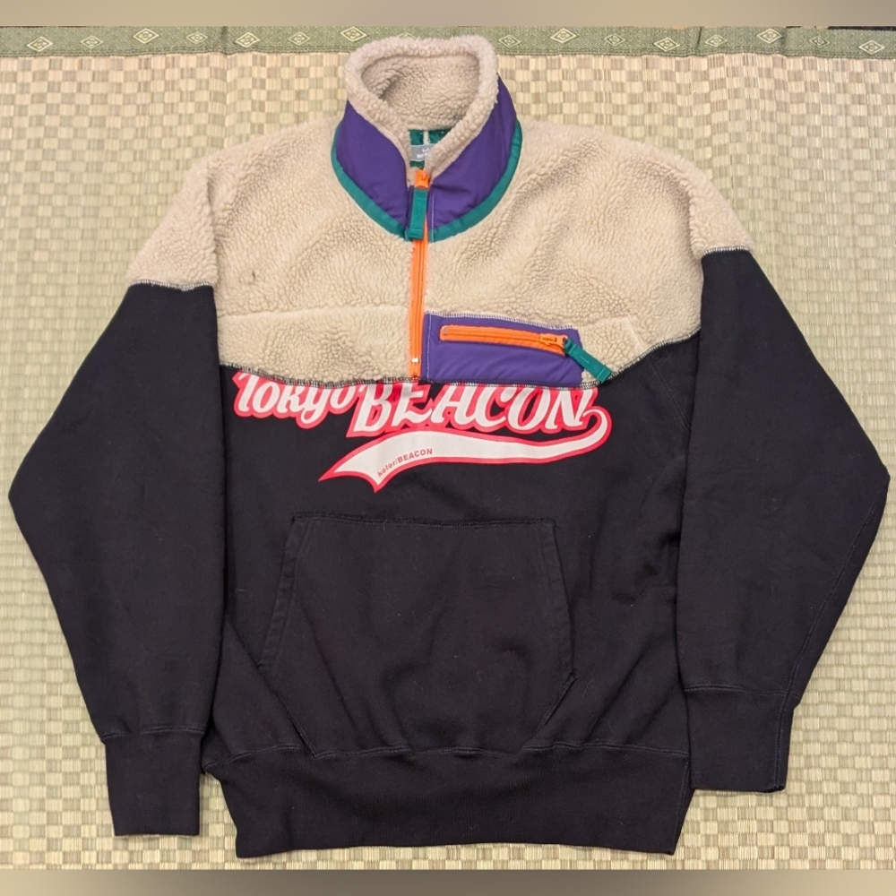 Kolor / Beacon AW21 Fleece Jacket in Beige/Black Size 1 (Small) Made in Japan